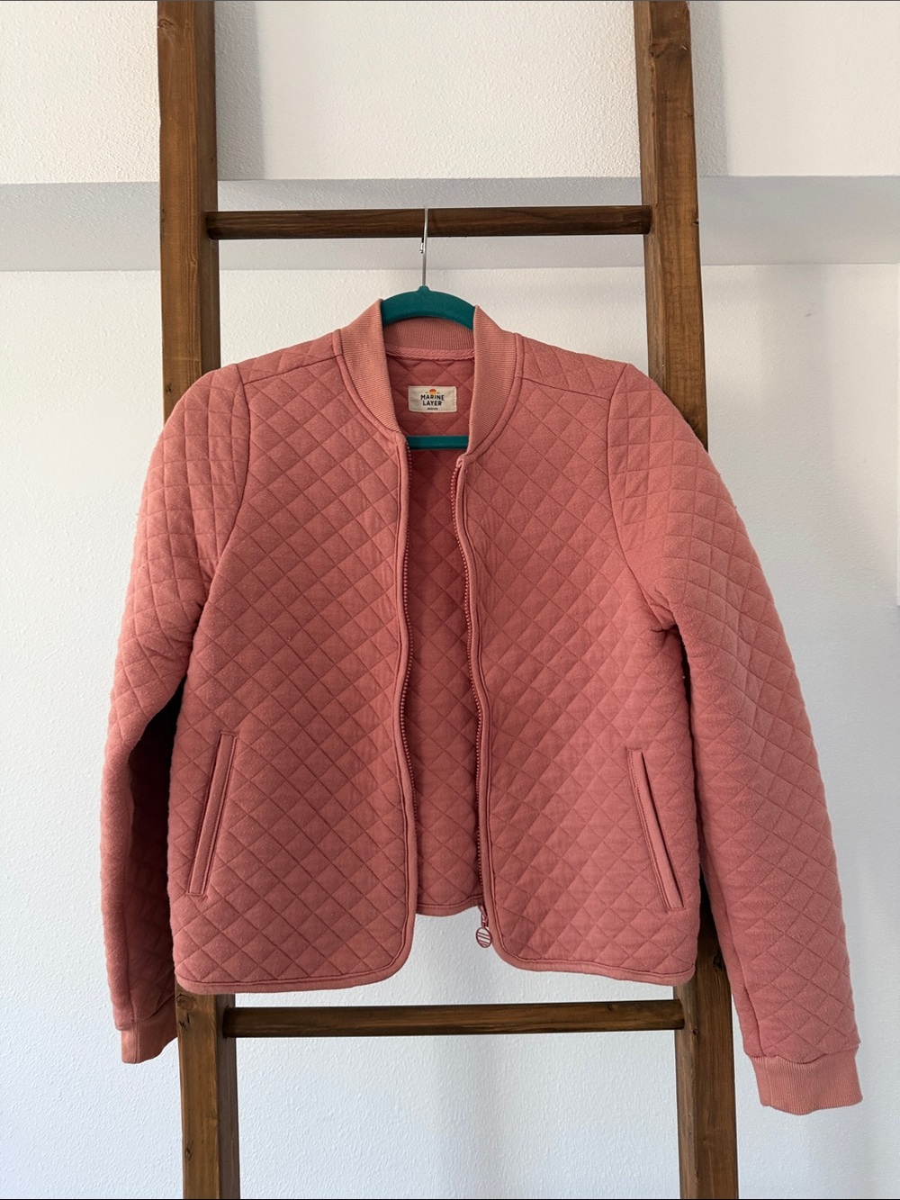 Marine Layer Quilted Dusty Rose Pink Bomber Jacket - Picture 3 of 4